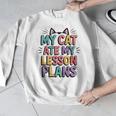 My Cat Ate My Lesson Plans Teacher Cat Humor Men Graphic Sweatshirt, funny design