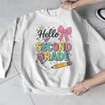 Cute Hello Second Grade Back To School Coquette Teacher Girl Men Graphic Sweatshirt, funny design
