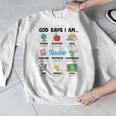 God Says Im Teacher Christian Back To School Religious Men Graphic Sweatshirt, funny design