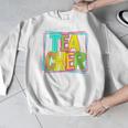 Neon Retro Teacher Cute Teacher Team New Teacher Back To Sch Men Graphic Sweatshirt, funny design