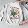 One Merry Teacher Groovy Christmas Tree Pjs Xmas Teacher Men Graphic Sweatshirt, Groovy Teacher Gifts, funny design
