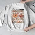 One Thankful Teacher Thanksgiving Groovy Fall Autumn Teacher Men Graphic Sweatshirt, Groovy Teacher Gifts, funny design
