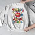 Retro Teaching Is My Superpower Apple Teacher Appreciation Men Graphic Sweatshirt, funny design