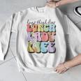 Soul Bleach Teacher Staff First Day Of School Last Hugs & High Fives Lunch Lady Vibes Blue Classic Fit Men Graphic Sweatshirt, funny design Soul Bleach Teacher Staff First Day Of School Last Hugs & High Fives Lunch Lady Vibes Blue Classic Fit Men Graphic Sweatshirt, funny design