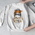 STEM Teacher Messy Bun Fall Vibes Autumn Thanksgiving Men Women Men Graphic Sweatshirt, funny design