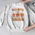 Thankful Teacher Retro Groovy Thanksgiving Fall Women Men Men Graphic Sweatshirt, Groovy Teacher Gifts, funny design