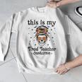 This Is My Tired Teacher Costume Skull Halloween Messy Bun Men Graphic Sweatshirt, funny design This Is My Tired Teacher Costume Skull Halloween Messy Bun Men Graphic Sweatshirt, funny design