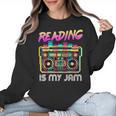 Back To School Retro Reading Is My Jam 80s Teacher Boombox Women Crewneck Sweatshirt, trending gift