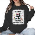 Cat It's Fine I'm Fine Everything Is Fine Teacher Life Women Crewneck Sweatshirt, trending gift Cat It's Fine I'm Fine Everything Is Fine Teacher Life Women Crewneck Sweatshirt, trending gift