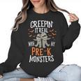 Creepin It Real Pre-K Monsters Halloween Preschool Teacher Women Crewneck Sweatshirt, trending gift