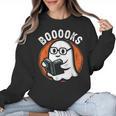 Cute Ghost Book Reading Books Lover Retro Halloween Teacher Women Crewneck Sweatshirt, trending gift