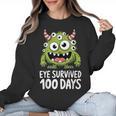 Eye Survived 100 Days Of School Monster Lover Teacher Kids Women Crewneck Sweatshirt, trending gift