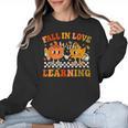 Fall In Love With Learning Autumn Pumpkin Fall Teacher Kids Women Crewneck Sweatshirt, trending gift