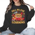 Fall In Love With Learning Pumpkin Thanksgiving Teacher Fall Women Crewneck Sweatshirt, trending gift Fall In Love With Learning Pumpkin Thanksgiving Teacher Fall Women Crewneck Sweatshirt, trending gift