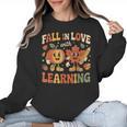 Fall In Love With Learning Retro Autumn Thanksgiving Teacher Women Crewneck Sweatshirt, trending gift Fall In Love With Learning Retro Autumn Thanksgiving Teacher Women Crewneck Sweatshirt, trending gift