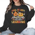 Fall In Love With Learning Fall Teacher Thanksgiving Retro Women Crewneck Sweatshirt, trending gift Fall In Love With Learning Fall Teacher Thanksgiving Retro Women Crewneck Sweatshirt, trending gift