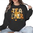 Fall Teacher Pumpkin Coquette Bow Autumn Classroom Women Crewneck Sweatshirt, trending gift