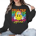 Field Trip Squad Groovy Field Day Smile Face Teacher Tie Dye Women Crewneck Sweatshirt, Groovy Teacher Gifts, trending gift