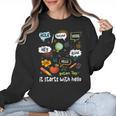 Friendship Inclusion Language Teacher It Starts With Hello Women Crewneck Sweatshirt, trending gift Friendship Inclusion Language Teacher It Starts With Hello Women Crewneck Sweatshirt, trending gift