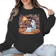 Ghost Book Reading Halloween Books Lover Teacher Women Crewneck Sweatshirt, trending gift