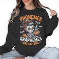 Halloween Skeleton Teacher Phonemes Graphemes Caffeine Lover Women Crewneck Sweatshirt, trending gift