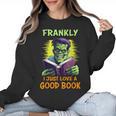 Halloween Teacher Librarian Frankenstein Reading Books Women Crewneck Sweatshirt, trending gift