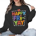 Happy Fri-Yay Teacher Life Weekend Pun Happy Friday Women Crewneck Sweatshirt, trending gift Happy Fri-Yay Teacher Life Weekend Pun Happy Friday Women Crewneck Sweatshirt, trending gift