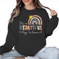 It's A Beautiful Day To Learn Cute Rainbow Boho Teacher Women Crewneck Sweatshirt, trending gift