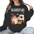 It's A Bootiful Day To Make Art Groovy Art Teacher Halloween Women Crewneck Sweatshirt, Groovy Teacher Gifts, trending gift