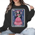 La Maestra Halloween Mexican Bingo Card Teacher Lottery Card Women Crewneck Sweatshirt, trending gift