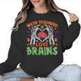 Math Teacher Love Brain Heart Skeleton Hand Zombie Halloween Women Crewneck Sweatshirt, trending gift