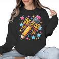 Pencil Leopard Coquette Bow Teacher Life Back To School Women Crewneck Sweatshirt, trending gift