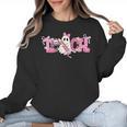 Pink Ghost Teach Halloween Teacher In Spooky Season Women Crewneck Sweatshirt, trending gift Pink Ghost Teach Halloween Teacher In Spooky Season Women Crewneck Sweatshirt, trending gift