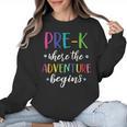 Pre-K Teacher Adventure Begins First Day Preschool Teachers Women Crewneck Sweatshirt, trending gift Pre-K Teacher Adventure Begins First Day Preschool Teachers Women Crewneck Sweatshirt, trending gift