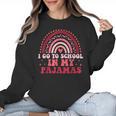 Rainbow Homeschool Mom Teacher I Go To School In My Pajamas Women Crewneck Sweatshirt, trending gift
