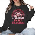 Rainbow Retro Homeschool Mom Teacher I Teach In My Pajamas Women Crewneck Sweatshirt, trending gift