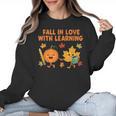 Retro Fall In Love With Learning Autumn Pumpkin Teacher Women Crewneck Sweatshirt, trending gift Retro Fall In Love With Learning Autumn Pumpkin Teacher Women Crewneck Sweatshirt, trending gift