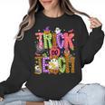 Retro Trick Or Teach Leopard Ghost Halloween Spooky Teacher Women Crewneck Sweatshirt, trending gift Retro Trick Or Teach Leopard Ghost Halloween Spooky Teacher Women Crewneck Sweatshirt, trending gift