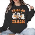 Teacher Halloween Trick Or Teach Retro Groovy Floral Ghost Women Crewneck Sweatshirt, Groovy Teacher Gifts, trending gift Teacher Halloween Trick Or Teach Retro Groovy Floral Ghost Women Crewneck Sweatshirt, Groovy Teacher Gifts, trending gift