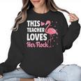 This Teacher Loves Her Flock Teaching Flamingo Girl Women Crewneck Sweatshirt, trending gift