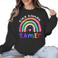 Tiny Human Tamer Watercolor Rainbow Daycare Teacher Women Crewneck Sweatshirt, trending gift Tiny Human Tamer Watercolor Rainbow Daycare Teacher Women Crewneck Sweatshirt, trending gift