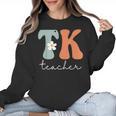 TK Teacher Retro Groovy Vintage Happy First Day Of School Women Crewneck Sweatshirt, Groovy Teacher Gifts, trending gift