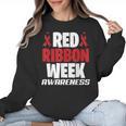 We Wear Red For Red Ribbon Week Awareness Mothers Teachers Women Crewneck Sweatshirt, trending gift We Wear Red For Red Ribbon Week Awareness Mothers Teachers Women Crewneck Sweatshirt, trending gift