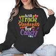 Will Trade Students For Candy Teacher Halloween Costume Women Crewneck Sweatshirt, trending gift Will Trade Students For Candy Teacher Halloween Costume Women Crewneck Sweatshirt, trending gift
