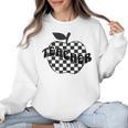 Back To School Checkered Apple Teacher Checkerboard Teacher For Men Women Girls Kids Women Crewneck Sweatshirt, trending gift