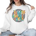 Back To School Groovy Teacher 1st First Grade Crew Squad Women Crewneck Sweatshirt, Groovy Teacher Gifts, First Grade Teacher Gifts, trending gift