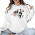 Cut Music Teacher Shirt With a Piano Keys Notes And Flowers Women Crewneck Sweatshirt, trending gift