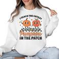 Groovy I Teach The Cutest Pumpkins In The Patch For Teacher Women Crewneck Sweatshirt, Groovy Teacher Gifts, trending gift