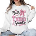 Hello Third Grade First Day Of School Coquette Teacher Girl Women Crewneck Sweatshirt, First Grade Teacher Gifts, trending gift Hello Third Grade First Day Of School Coquette Teacher Girl Women Crewneck Sweatshirt, First Grade Teacher Gifts, trending gift