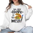 I'm Just Here To Get Messy Art Teacher Artist Painting Women Crewneck Sweatshirt, trending gift